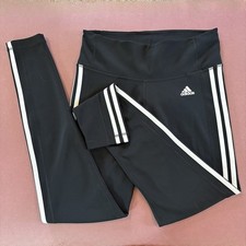 Adidas Women s Black Climalite Athletic Leggings 3 Stripe Athleisure Size Medium