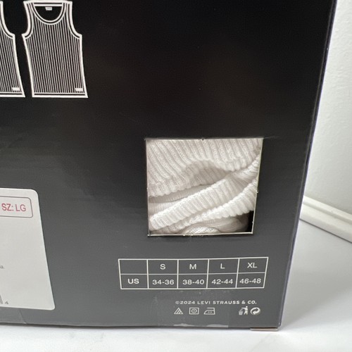 NUEVO EN CAJA Camisas sin mangas de algodón premium Levi’s para hombre Paquete de 5 LOGO blancas talla GRANDE - Imagen 7 de 10