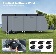 RV Cover  Upgrad 7 Layers Top Camper Cover Windproof Travel Trailer 24-26FT Gray