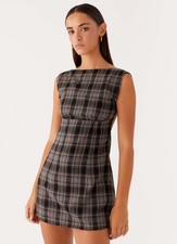 Peppermayo Vella Mini Dress Checkered Back Tie Size Xl