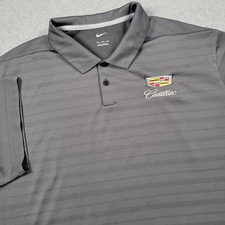 Cadillac Shirt Men 2XL Gray Nike Golf Polo Performance Stretch Embroidered Logo
