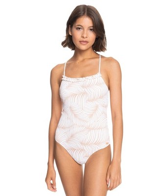 Roxy Women's White/Beige Palm Tree Dreams One Piece M NWT