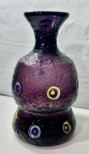 Signed Fenton Aubergine Art Glass Vase