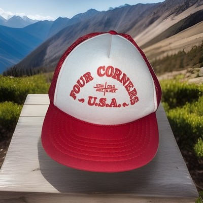 Vintage 4 Corners Snapback Trucker Hat Adjustable Baseball Cap Mesh Back