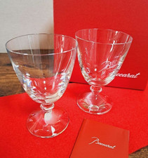 Baccarat Vega Water Goblets Small Wine Glass Crystal Clear Set of 2 w/Box Mint