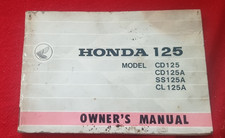 HONDA SS125 CL125 CD125 Owners Handbook Genuine 1967 1969