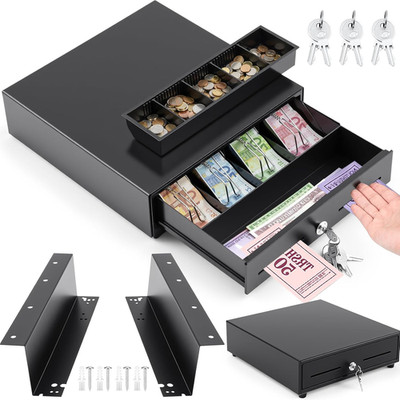 13 Inch Push Open Cash Register Drawer with under Counter Mounting Bracket Heavy