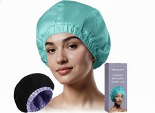 Premium Women's Shower Cap - 1000 Showers, Waterproof, Double-Sided, Large