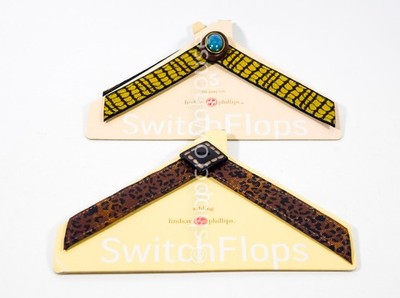 2 Lindsay Phillips Women's Switch Flops Animal Print Strap Small Fits Size 5/6