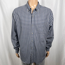 Eddie Bauer Men's XL Gray Blue Plaid Classic Long Sleeve Flannel Button-Up Shirt