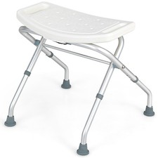 Height Adjustable Shower Chair Folding Bath Stool Non-Slip Bathtub Seat W/Handle