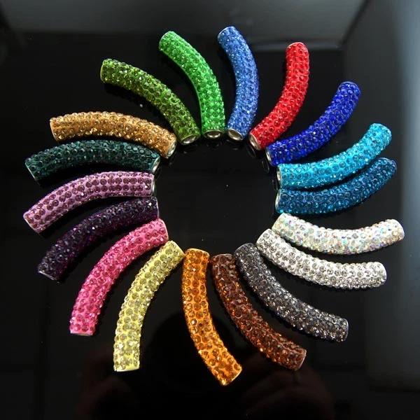 2 Piezas Tubo Curvo Cristal Checo Estrás Pavimentar Pulsera Conector Dije Cuentas Foto 3 de 3