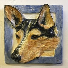 Australian Cattle Dog Ceramic Dog Tile Handmade 3d Pet Portrait Alexander Art