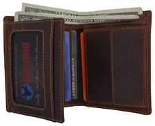 New Cazoro RFID Bifold Trifold Hybrid Mens Vintage Leather hipste Credit Card ID