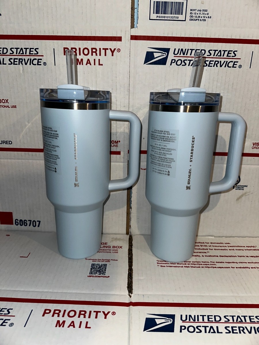 X2 2024 STARBUCKS X STANLEY CUPS SPRING LIGHT BLUE TUMBLER 40 OZ FAST  SHIPPING