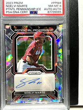 Noelvi Marte 2023 Panini Prizm RARE Cracked Ice Potential Penmanship RC AUTO PSA