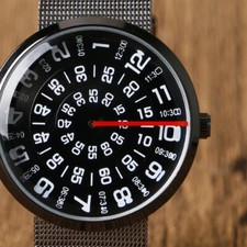 PAIDU Unique Turntable Dial Stainless Steel Band Mens Women Quartz Wrist Watch