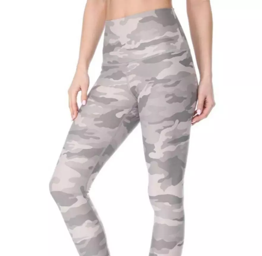 Evolution & Creation EVCR Mia High Waist Gray Camo Print Yoga