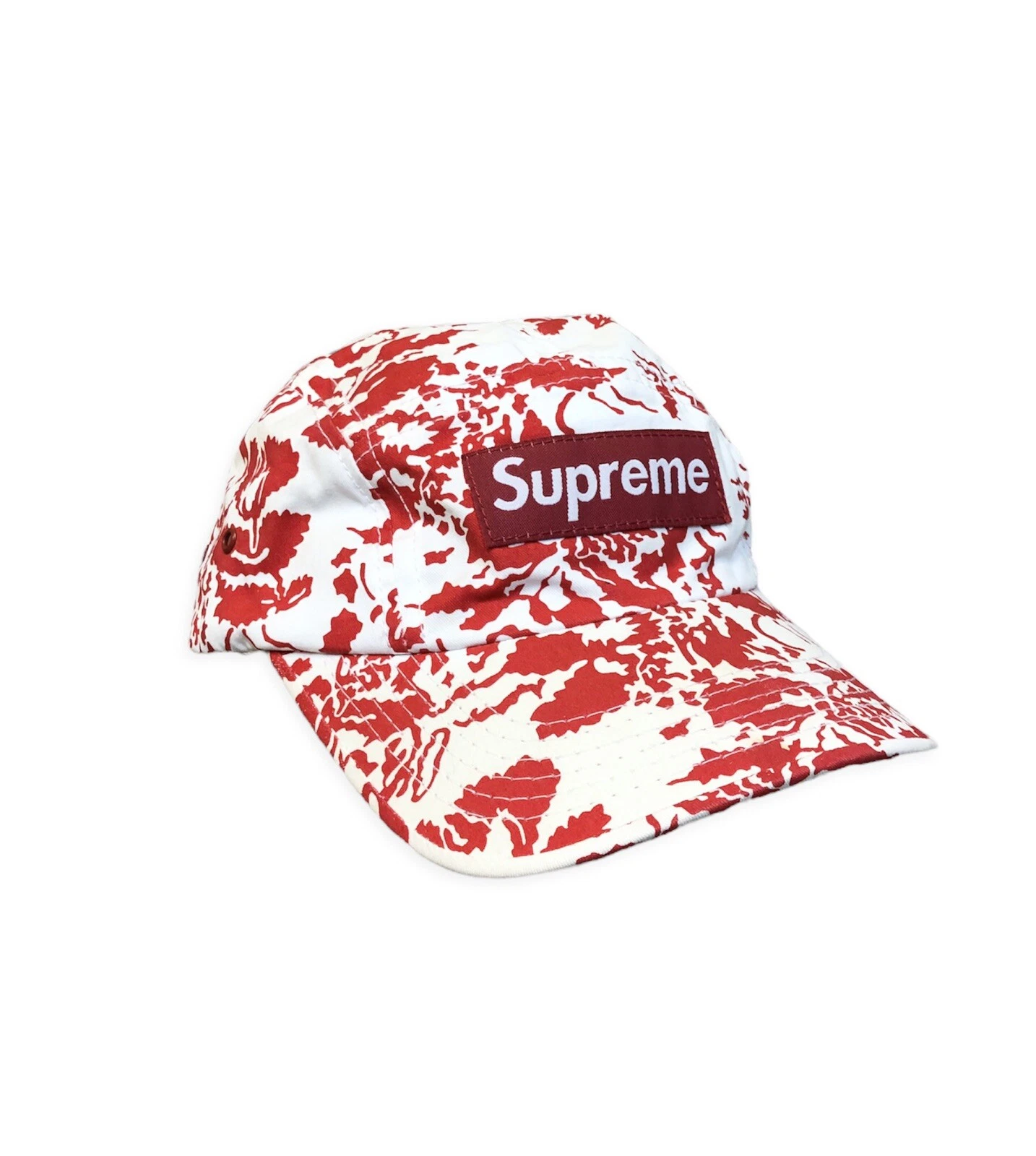 VINTAGE Supreme 2001 boîte d'impression fleur partout logo casquette de camp chapeau réglable 