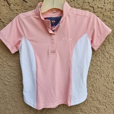 Equine Couture Childrens Cara Show Shirt, Pink and White, Large, NWT