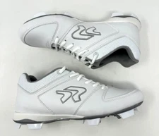 RINGOR ' FLITE SOFTBALL CLEATS ' WHITE/ SILVER ' MOLDED ' SIZE 10