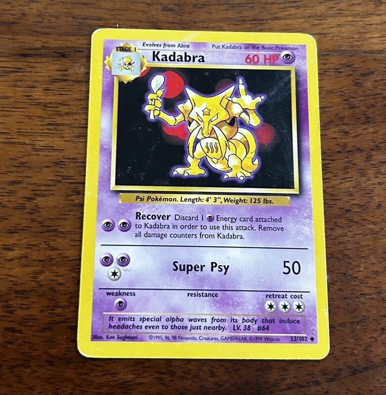 Kadabra Base Set 1999 32/102 Pokemon TCG Uncommon LP Vtg