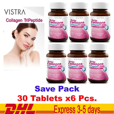 6x VISTRA MARINE COLLAGEN TriPeptide 1300 Plus Coenzyme Q10 Supplement 