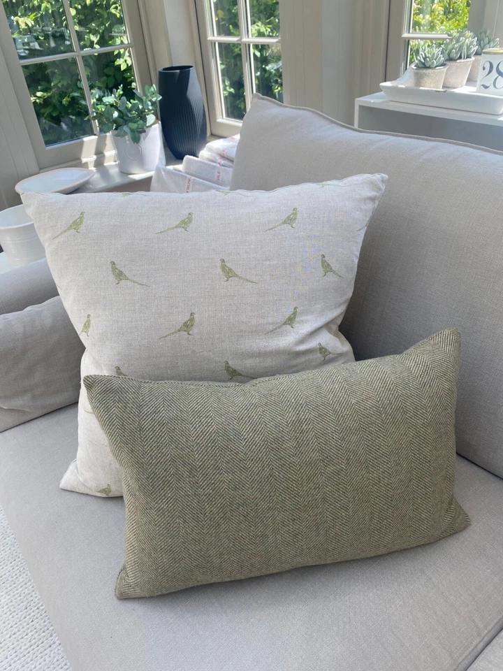 Bird print linen cushion with pad by Alter Me Home - Image 2 of 4
