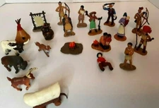 Lot Of 20 Safari Ltd Figures Natives Indians Cowboys Animals Teepee Fire Village