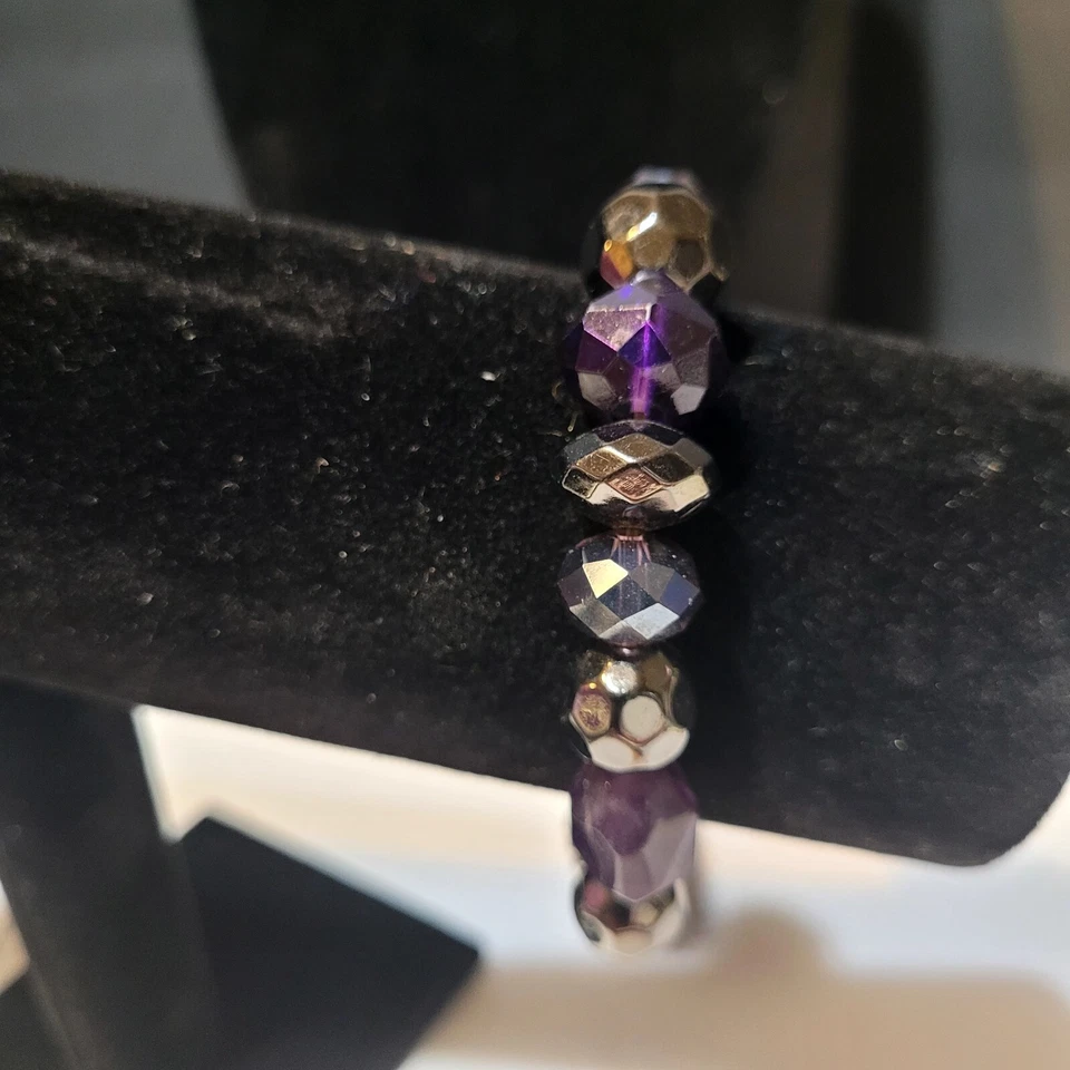 Chicos Purple And Silver Beaded Bracelet With A   Gray Tassle - Image 3 of 4