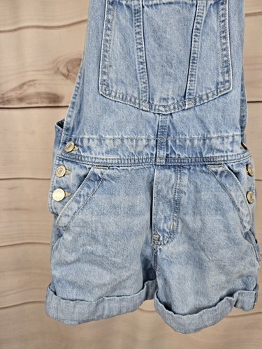 Gap Teen Denim Overall Shorts Gr. M helle Waschung 100% Baumwolle Y2K Bündchen #T - Bild 2 von 7