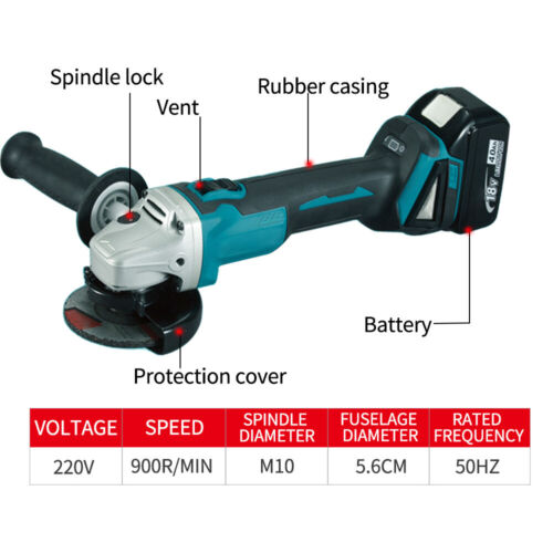 Brushless Cordless Angle Grinder 125mm Cutting Polishing For Makita 18V Battery - Picture 9 of 15