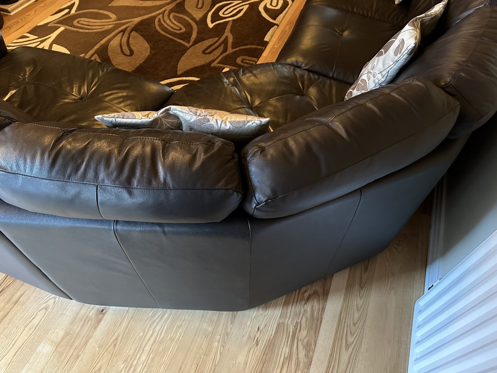 Brown leather corner sofa and matching swivel chair eBay