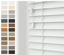 Image of NewEdgeBlinds Real Wood String Venetian Blinds Smooth Slats 50mm Made To Measure