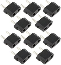  10-pack US USA to EU Euro Europe Power Jack Wall Plug Converter Travel Adapter