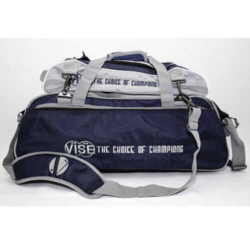 Vise Navy/Silver 3 Ball Tote Bowling Bag WITH SHOE BAG