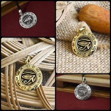 Egyptian Eye of Ra Horus Silver Pewter Gold Brass Charm Necklace Pendant Jewelry