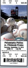 Pittsburgh Pirates vs Philadelphia Phillies 9/21/2016 Full Ticket Maikel Franco