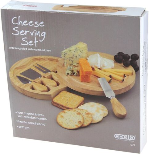 Juego de tabla y cuchillos para queso - Tabla de servir y cortar de madera Hevea fácil de limpiar - Imagen 6 de 10