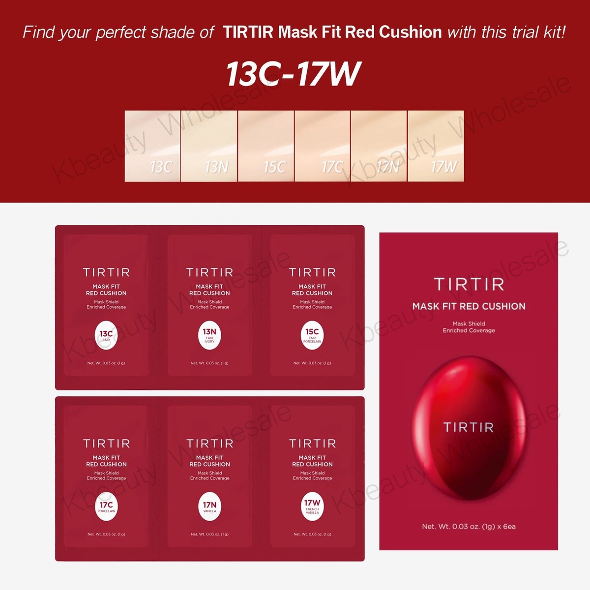TIRTIR] Mask Fit Red Cushion Trial Kits, 30 Colors, Trial Kits, US