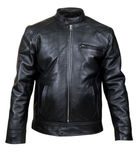 Chaqueta de cuero óptica hombre chaqueta de moto talla S negra imitación cuero aspecto cuero liso - Imagen 1 de 3