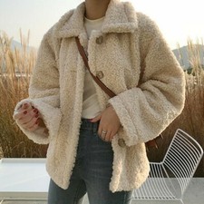 Lady Winter Warm Fleece Fur Fluffy Coat Jacket Outwear Overcoat Top Loose Casual