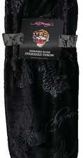 Ed Hardy Black TIgers & Logos Embossed Oversi...