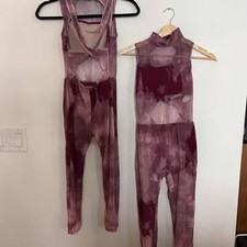 Set of 2 Weissman Mesh Contemporary Dance Jumpsuits   Dusty Mauve   Child Large