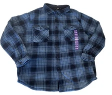 Member's Mark Men's Sherpa Lined Shacket Blue Multi Plaid Size XXL Snap Up NWT