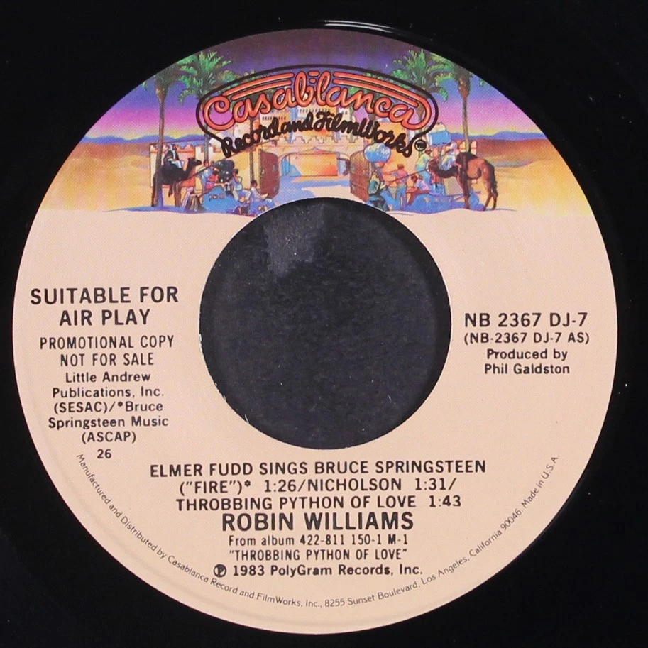 ROBIN WILLIAMS: throbbing sampler ("throbbing python of love") CASABLANCA 7" - Image 4 of 4