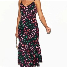 Never Fully Dressed Black Animal Strappy Frida Dress, Size 16, BNWT