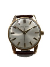 SEIKO KINGSEIKO/1ST/Manual Wind Wristwatch/Analog/Leather/SLV/BRW//