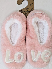 Footsies Slippers Women Size 7/8 M Faceplant Dreams Pink White