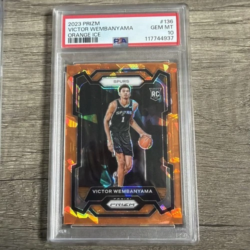 VICTOR WEMBANYAMA #136 2023 PANINI PRIZM ORANGE ICE Rookie PSA 10